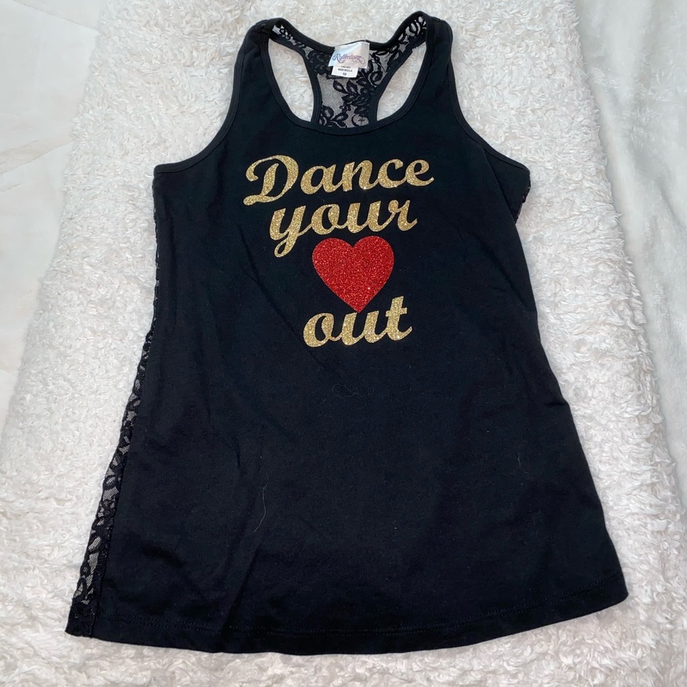 Girls tank top lace sparkly ‘dance it out’ size 10